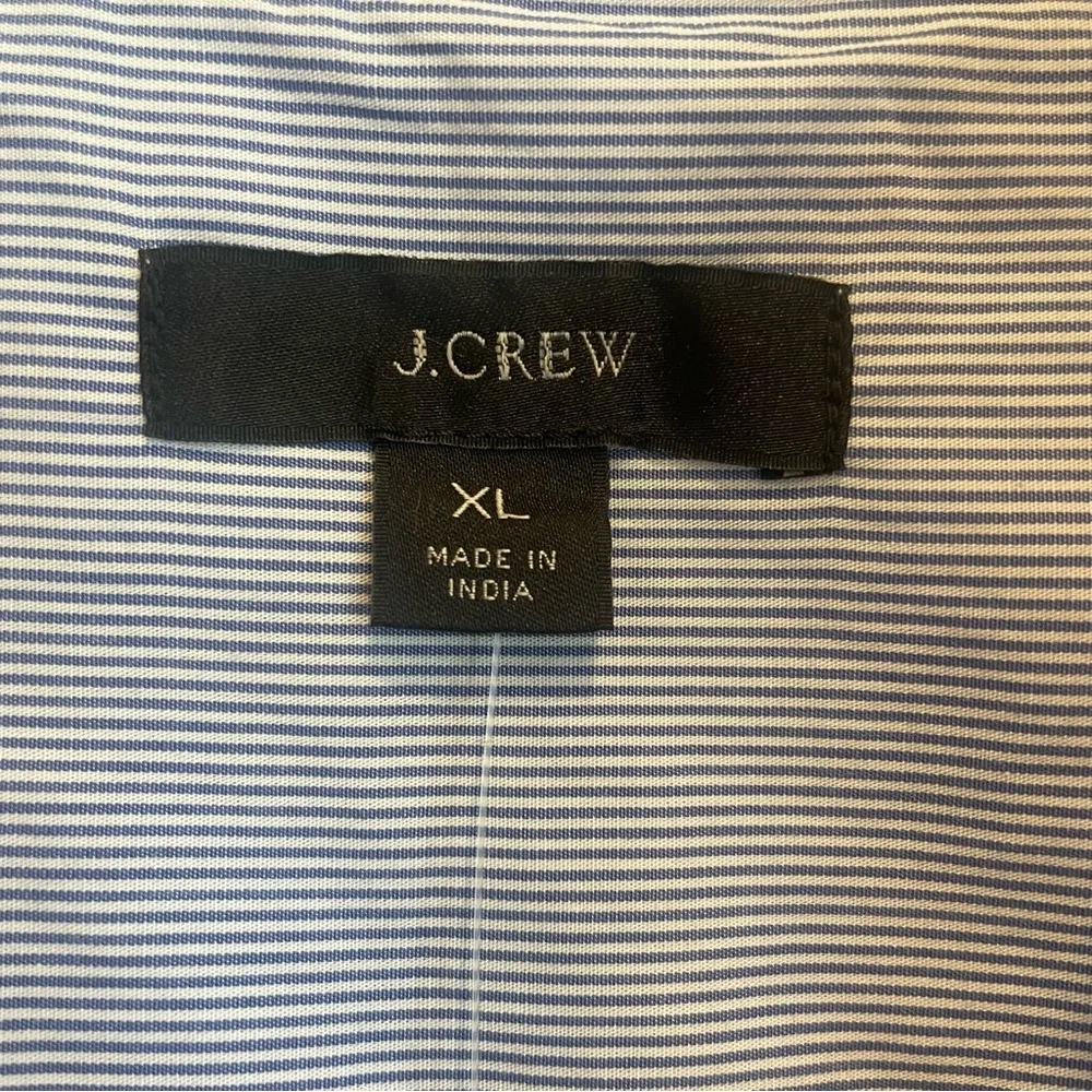 J. Crew Women's Blue and White Stripe Ruffle Button Down Shirt - Picture 5 of 9